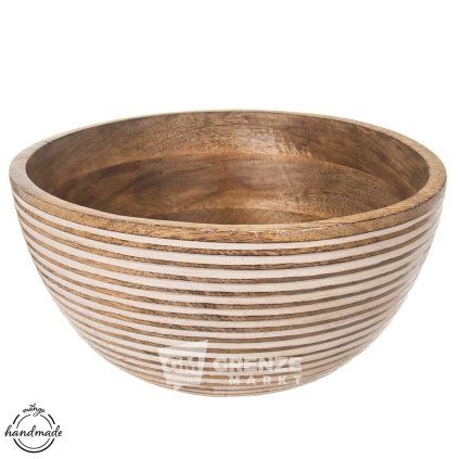 Mísa dřevo MANGO bílý dekor pr. 24 cm