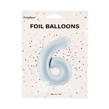 Balónek fólie číslo 6 modrý 86 cm