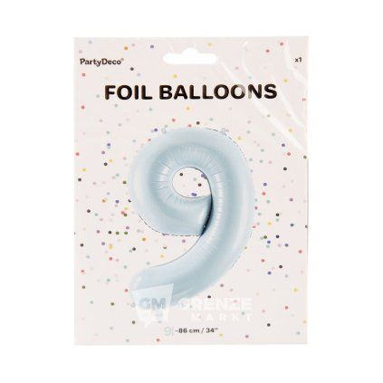Balónek fólie číslo 9 modrý 86 cm