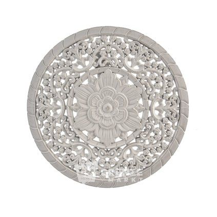 Mandala dřevo bílá pr. 35 cm