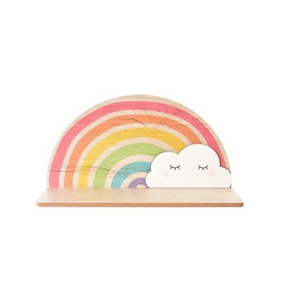 Polička dřevo RAINBOW 40x10x21 cm