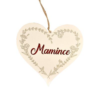 Srdce dřevo Mamince 18x18 cm