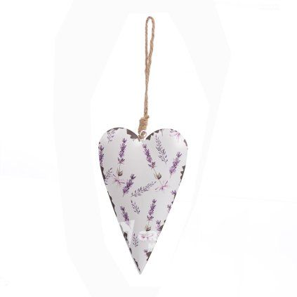 Srdce plech bílé 10x2x18 cm