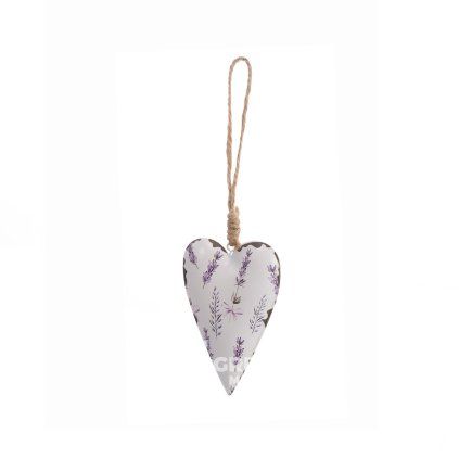 Srdce plech bílé 7x1,5x11 cm