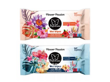 Papilion vlhčené ubrousky Flower Passion 15ks