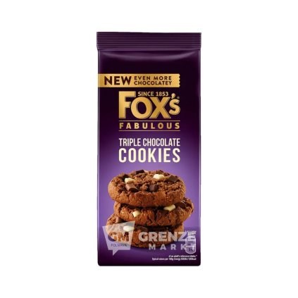 Fox’s Fabulous Triple Chocolate Cookies sušenky s kousky tří čokolád 180 g