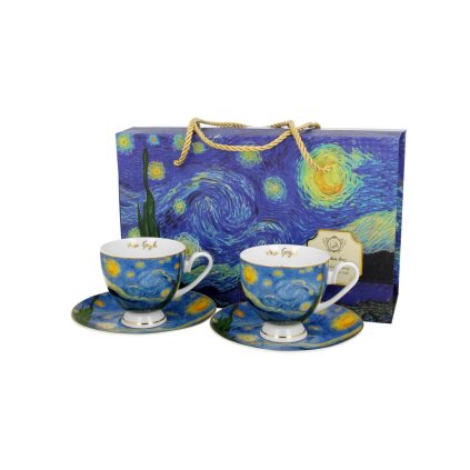 Sada šálků s podšálky 2 ks 220ml Starry Night Golden