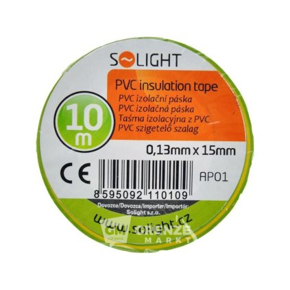 Solight izolační páska 15 mm × 10 m žlutozelená