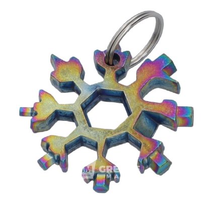 Multifunkční klíčenka nářadí ve tvaru sněhové vločky Rainbow
