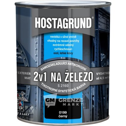 hostagrund 2v1 barva na kov 0199 cerna 600ml