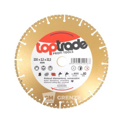 TOPTRADE kotouč diamantový univerzální 230×2×22,2 mm