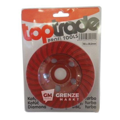 TOPTRADE kotouč diamantový brusný turbo 115×22,2 mm