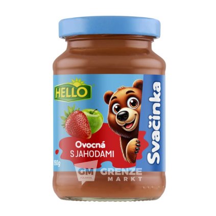 HELLO Ovocná svačinka s jahodami 190 g sklo