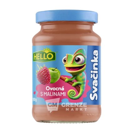 HELLO Ovocná svačinka malina 190 g sklo