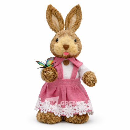 Slámový velikonoční zajíc holka S25-20 21 cm