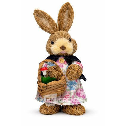 Slámový velikonoční zajíc holka S25-03 28 cm