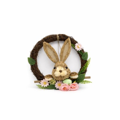 Slámový velikonoční věnec DXY25-42C 25 cm