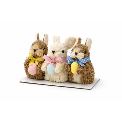 Slámové velikonoční zajíci 0731-8 20×10×10 cm