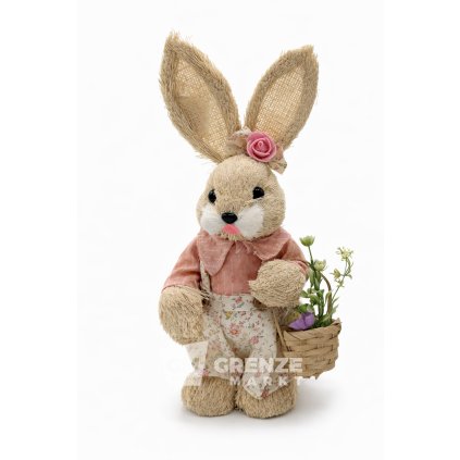 Slámový Velikonoční zajíc holka XY24W34C-1 33 cm