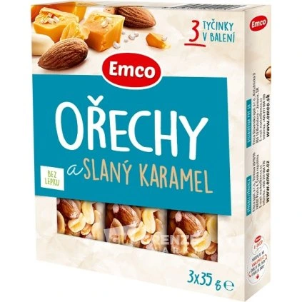 emco tycinky orechy & slany karamel 3 × 35 g