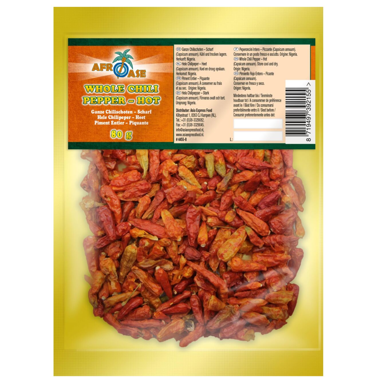 Afroase chilli papričky celé pálivé 80 g
