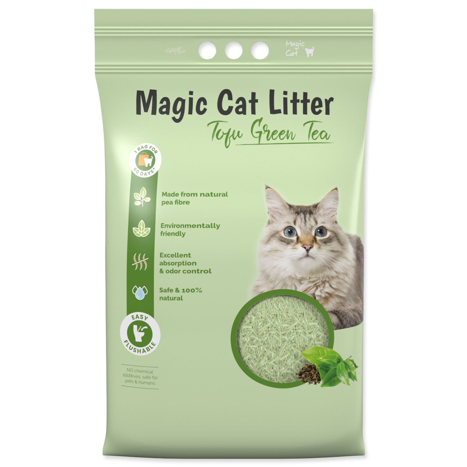 Magic Cat Kočkolit Magic Litter Tofu zelený čaj ,5,4kg/12l