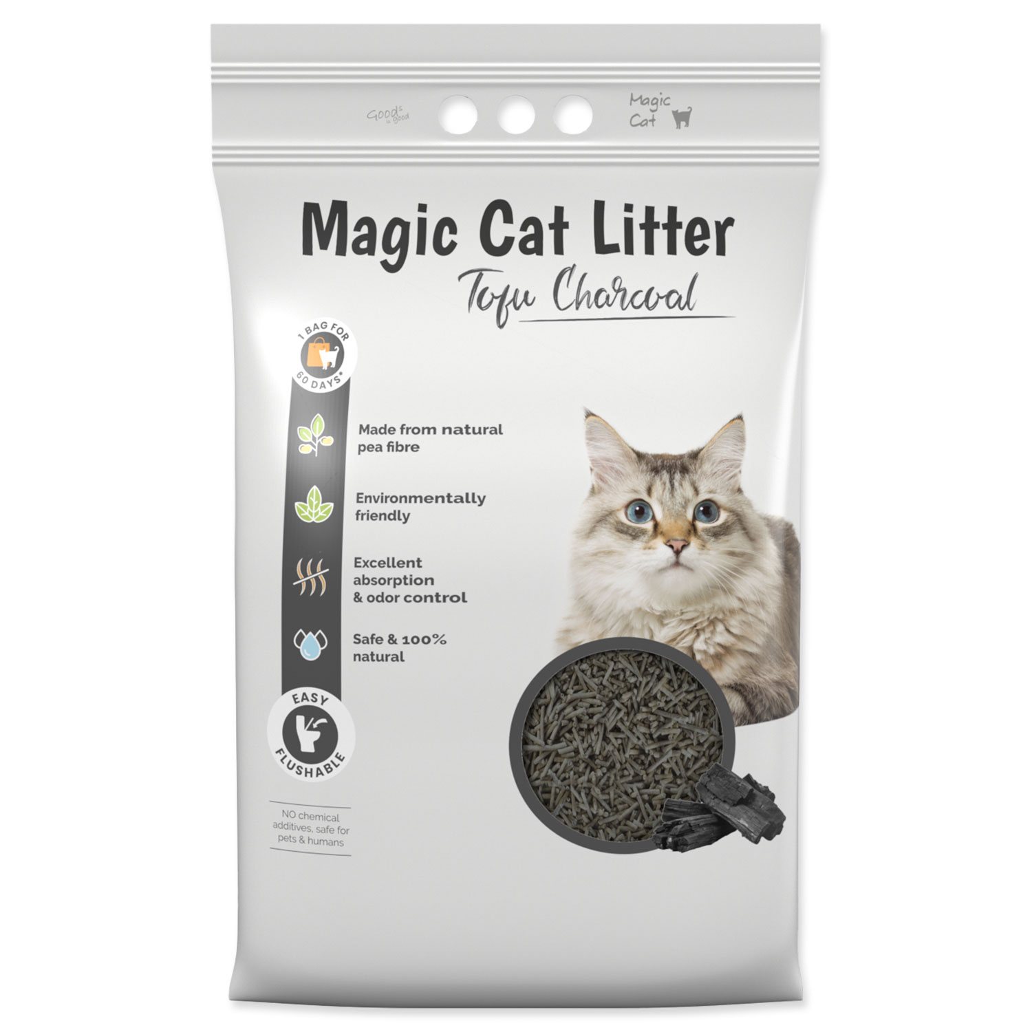 Magic Cat Kočkolit Magic Litter Tofu dřevěné úhlí 5,4kg/12l