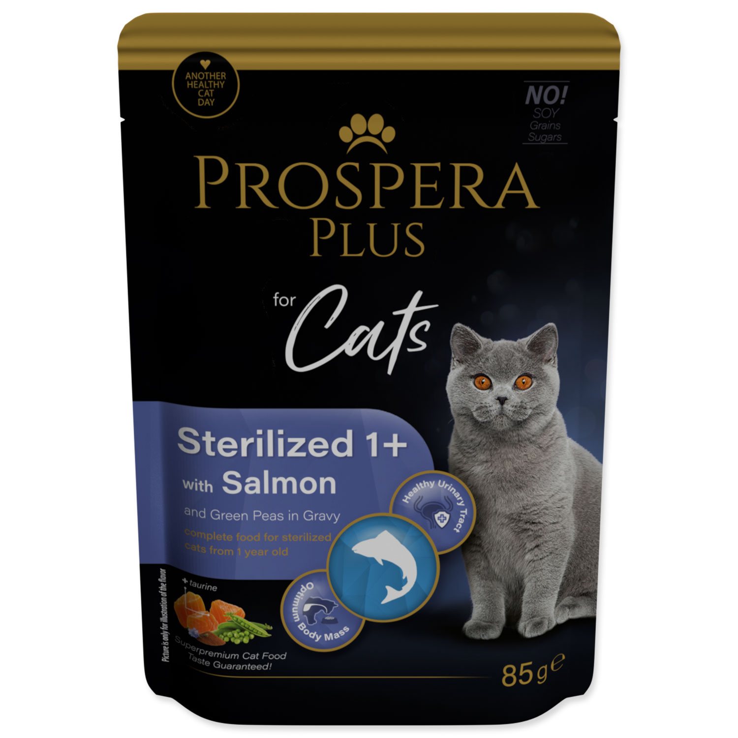 Kapsička Prospera Plus Sterilized 1+, Salmon, Peas 85g