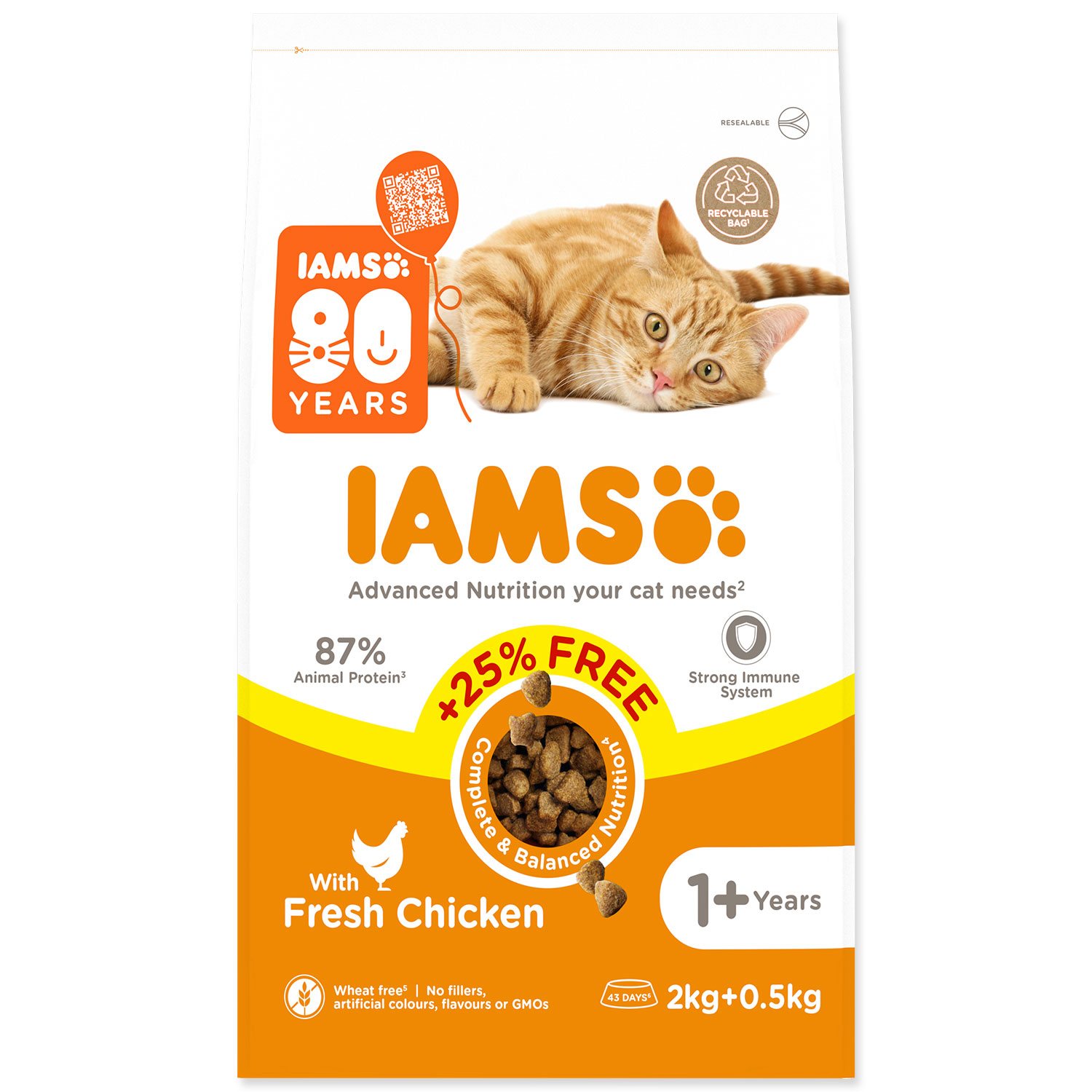 Krmivo IAMS Cat Adult Chicken 2kg + 500g ZDARMA