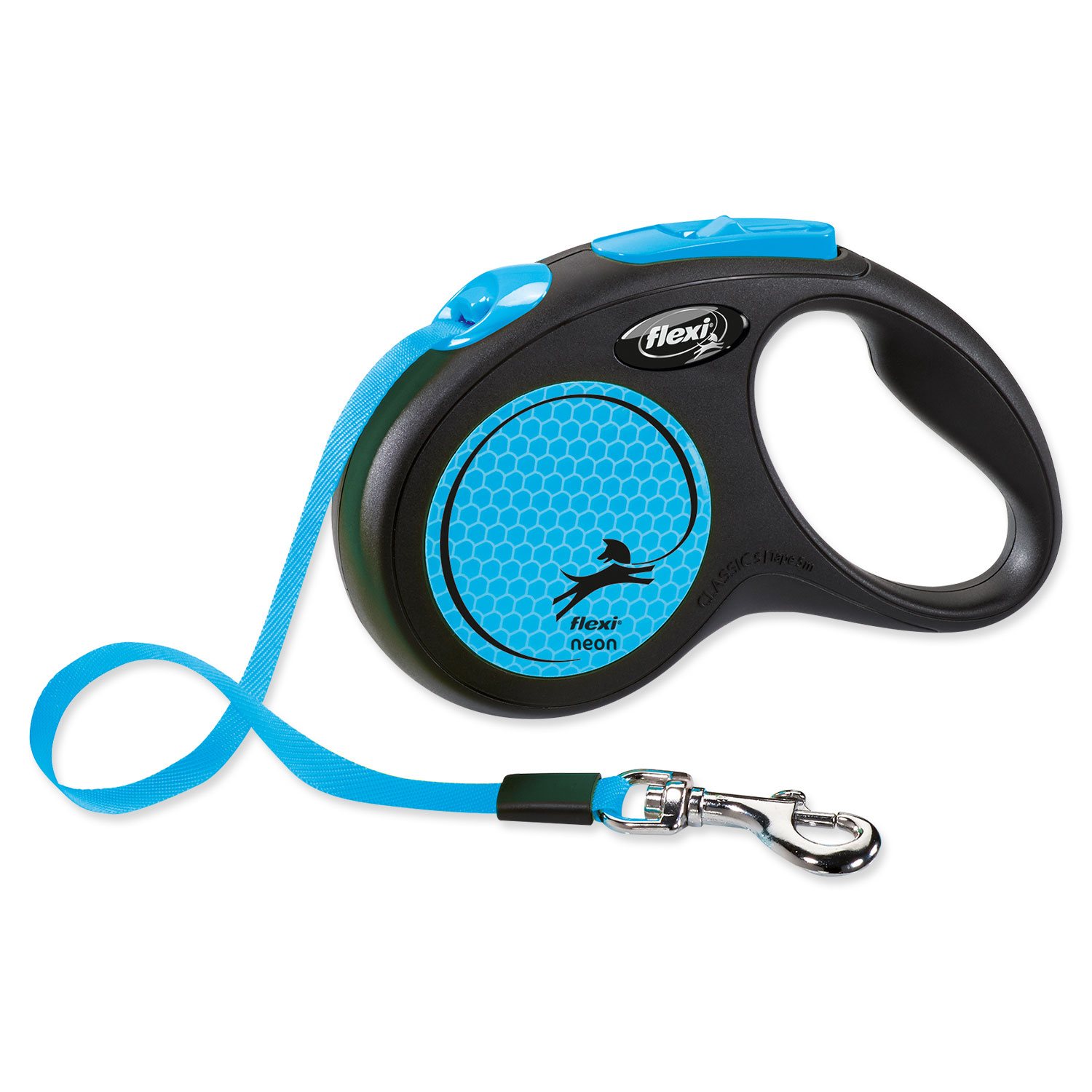 Vodítko Flexi Neon páska S modré 5m
