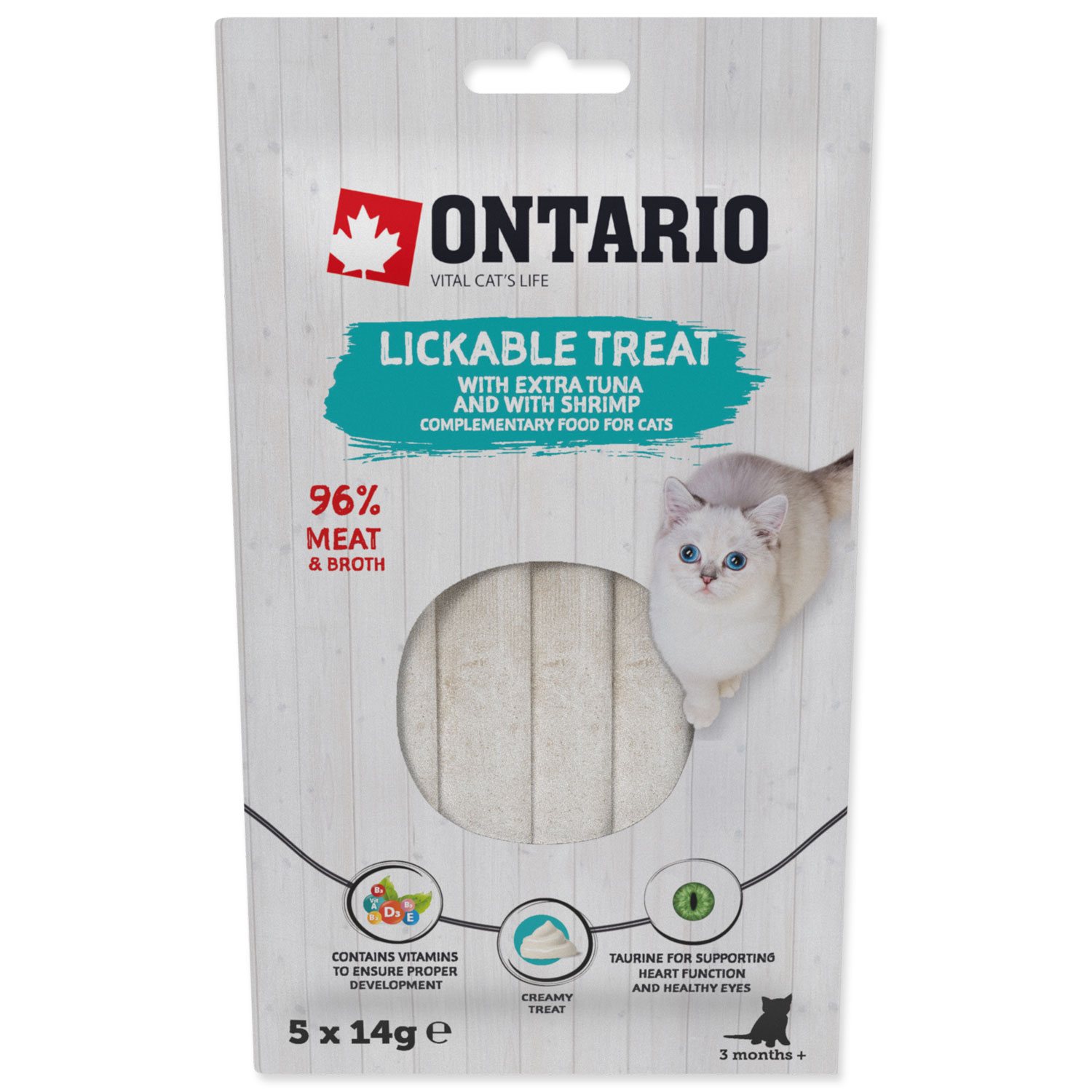 Pochoutka Ontario lízací extra tuňák a krevety 5x14g