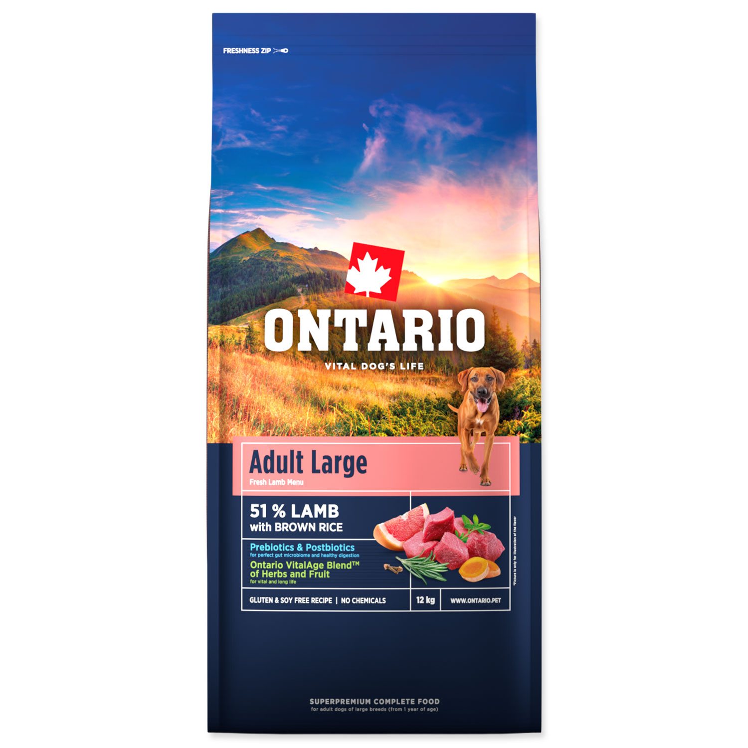 Krmivo Ontario Adult Large Lamb & Brown Rice 12kg