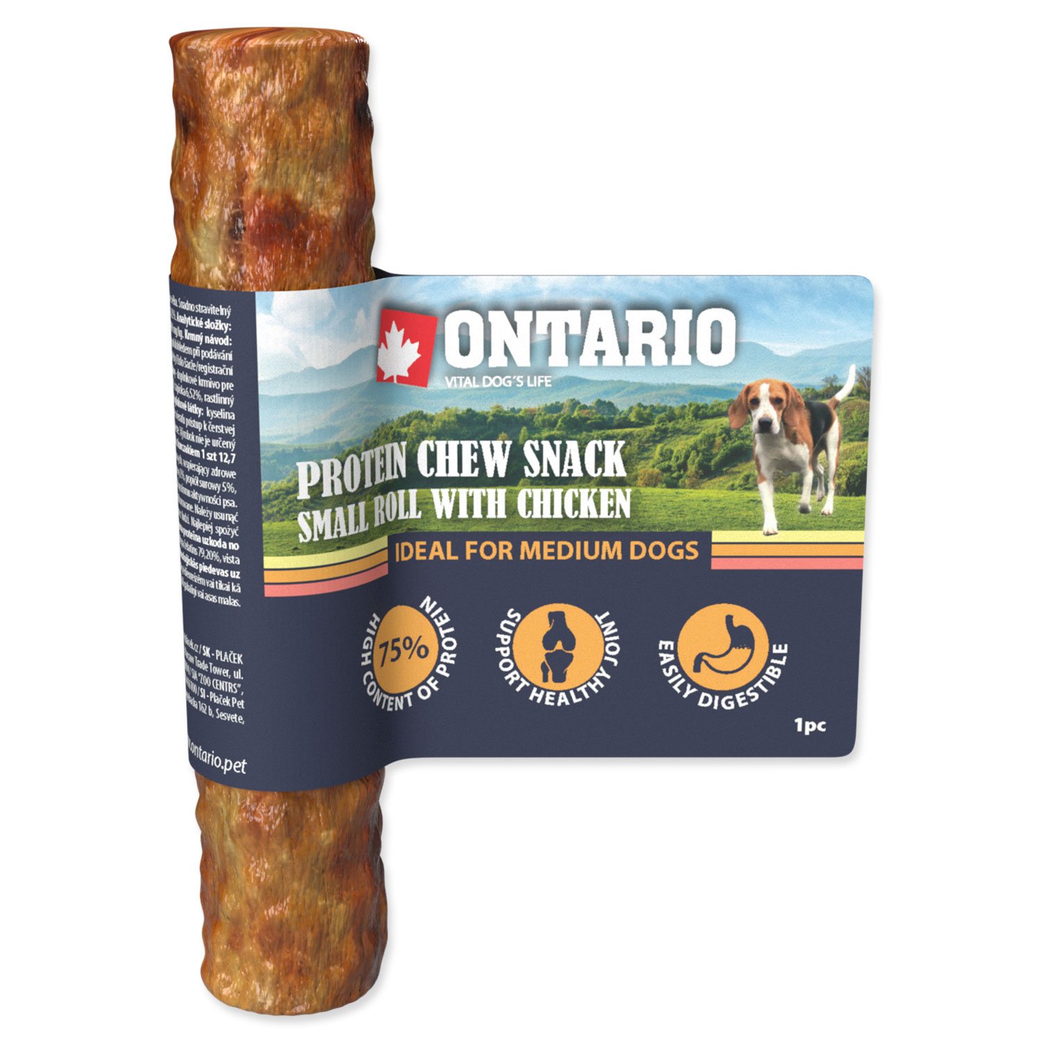Pochoutka Ontario Protein kuře, žvýkací rolka malá 12,7cm