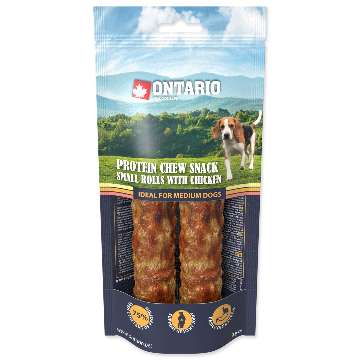 Pochoutka Ontario Protein kuře, žvýkací rolka malá 2ks 12,7cm