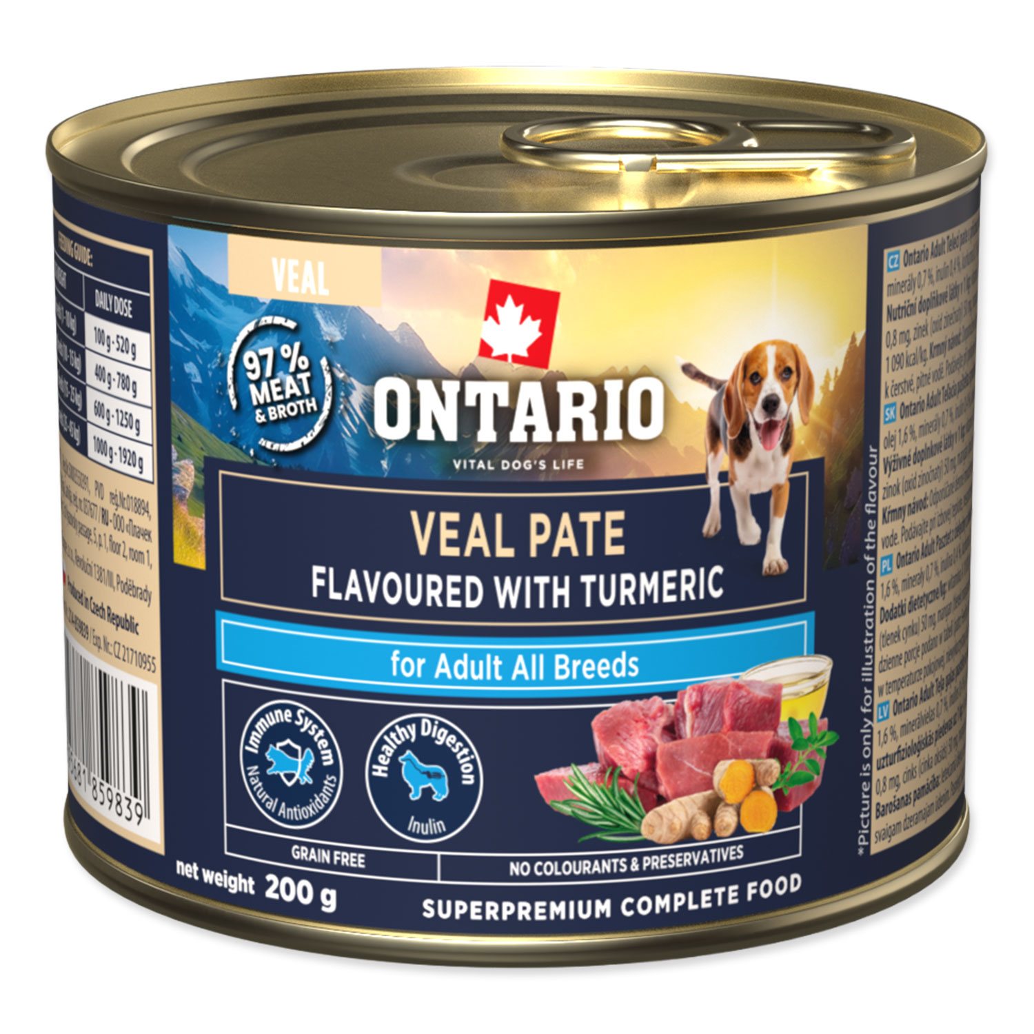 Konzerva Ontario Adult telecí pate s příchutí kurkumy 200g