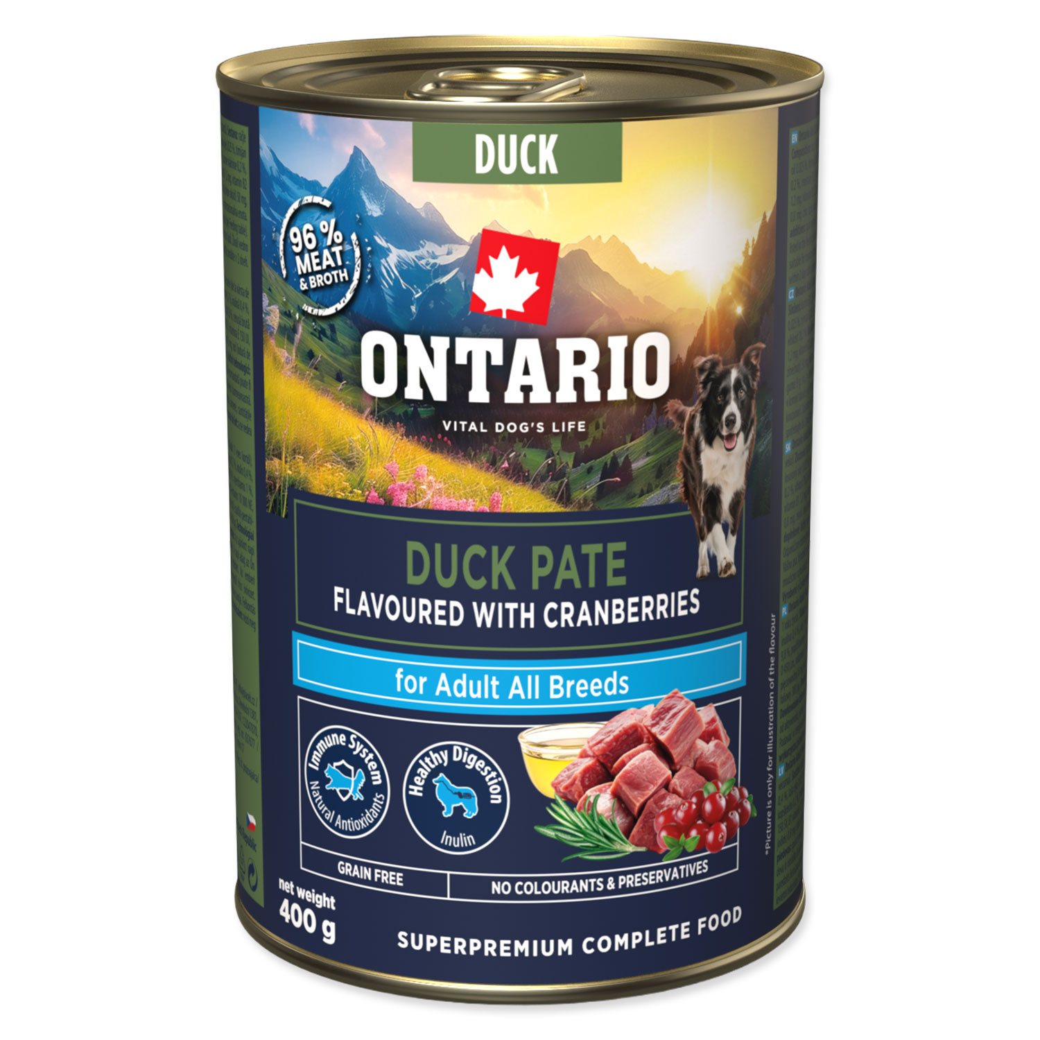 Konzerva Ontario Adult kachní pate s příchutí brusinek 400g