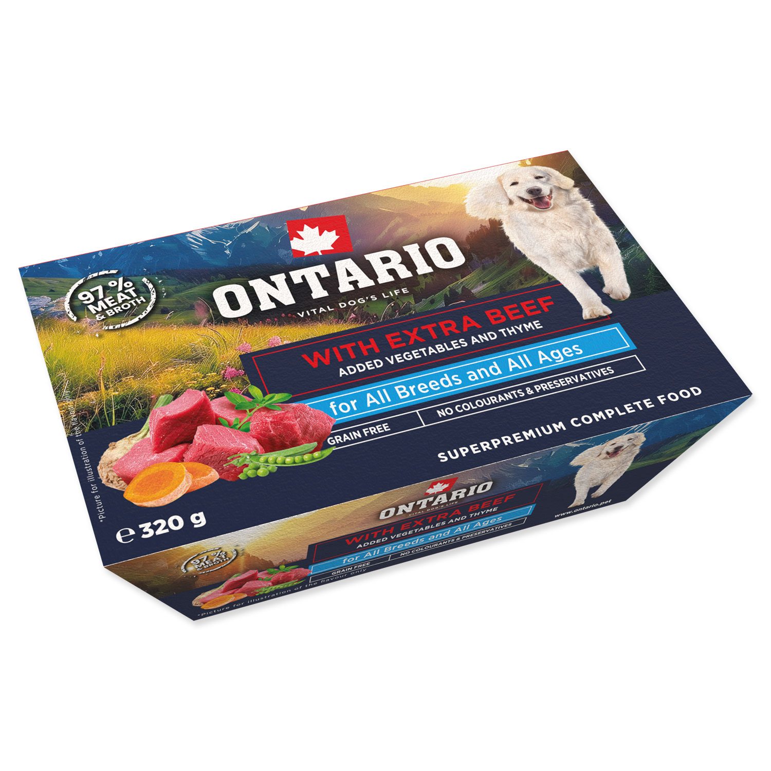 Ontario Vanička s extra hovězím 320g - Superprémiové krmivo
