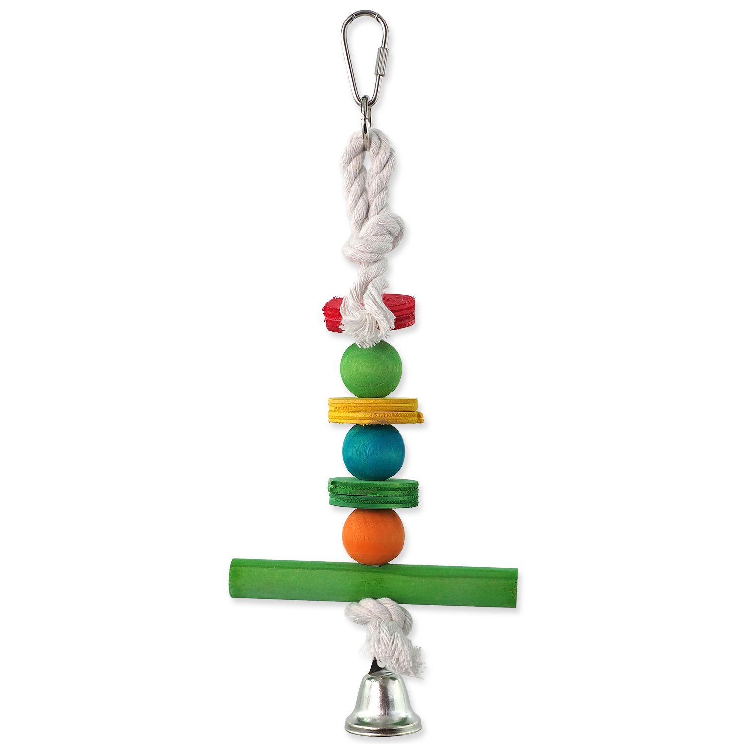 Hračka Bird Jewel závěsná dřevěná hrazda se zvonkem 30cm