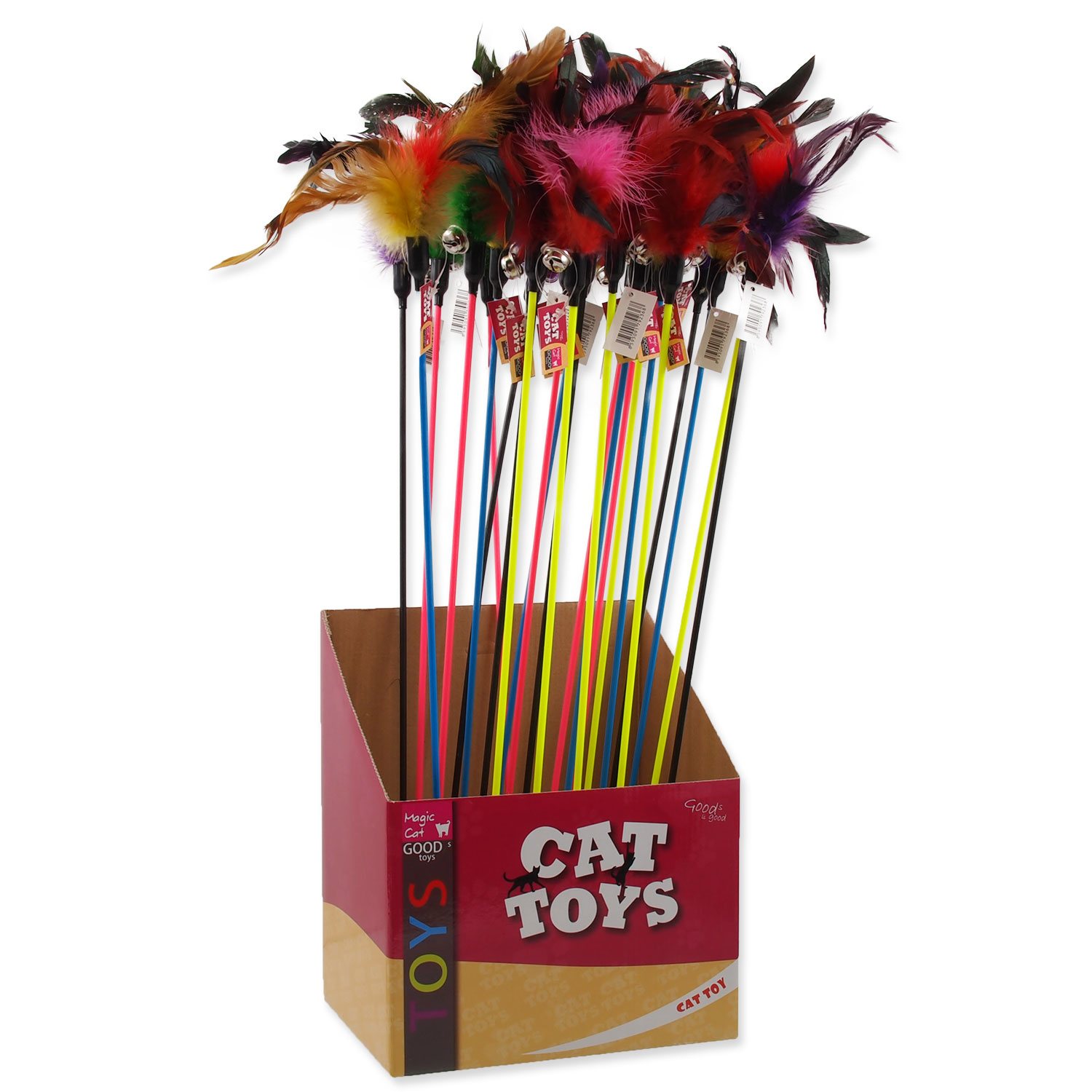 Hračka Magic Cat šidítko s pírky a rolničkou 17cm+49cm 24ks