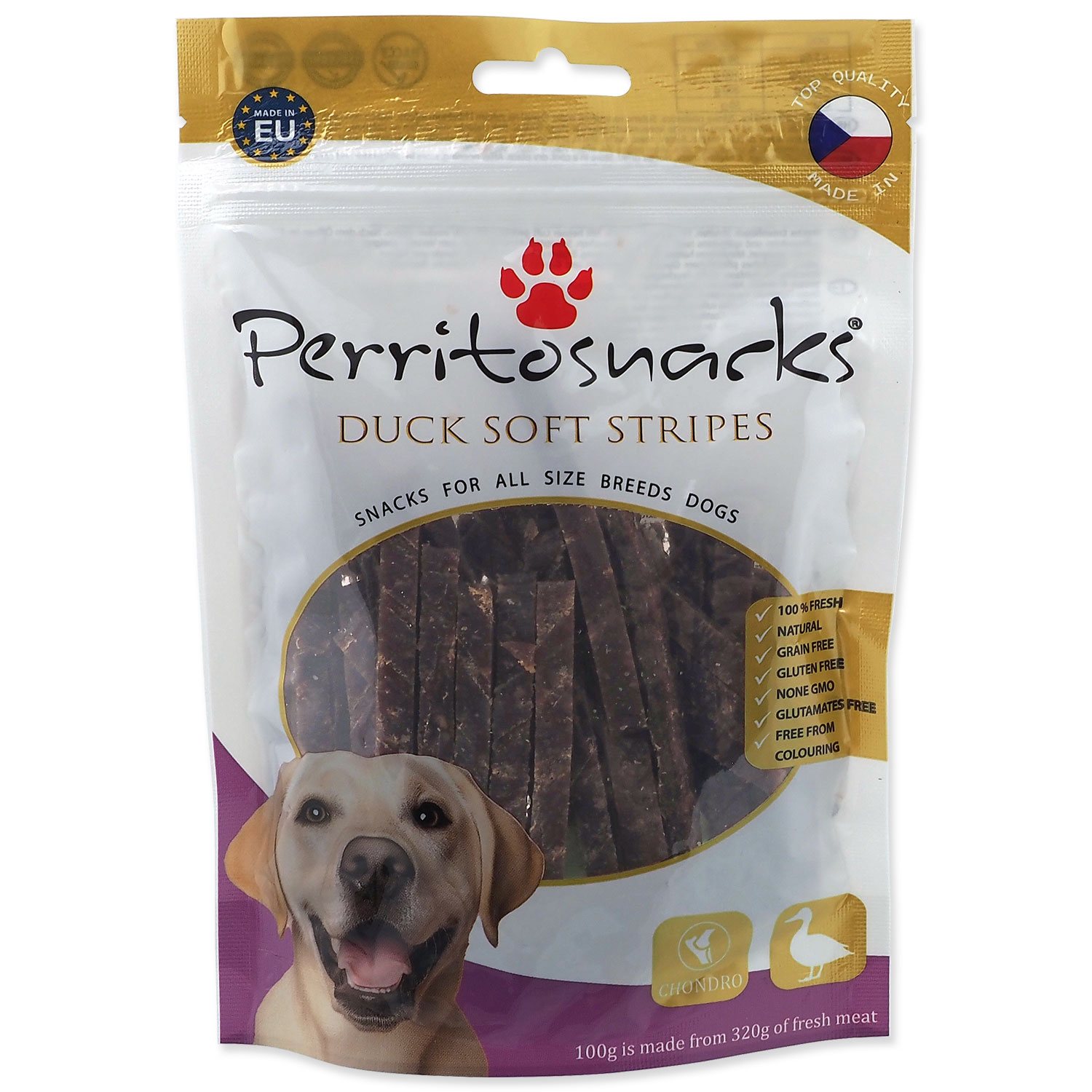 Pochoutka Perrito kachna, měkké proužky 100g