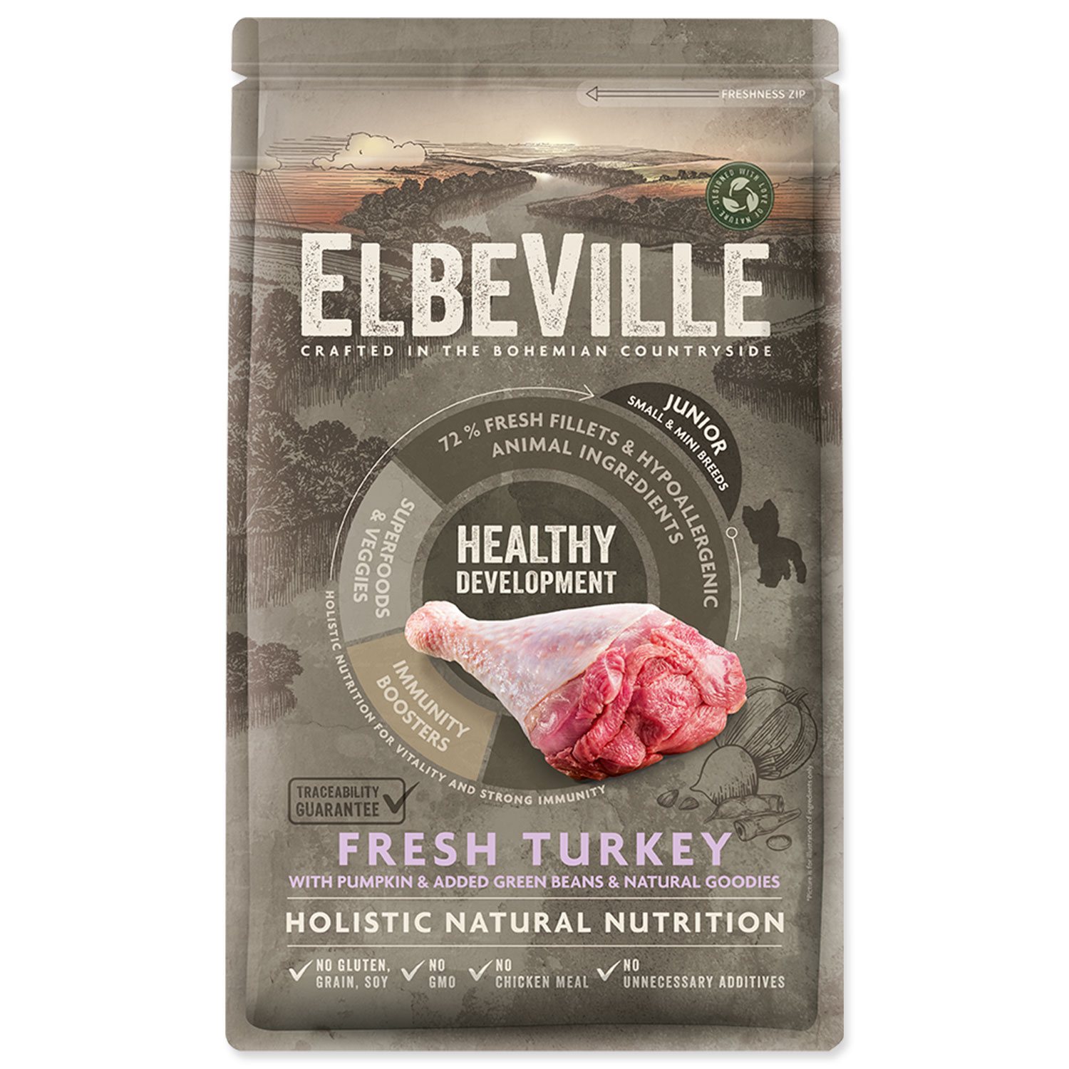 Krmivo ELBEVILLE Puppy and Junior Mini Healthy Development Fresh Turkey 1,4kg