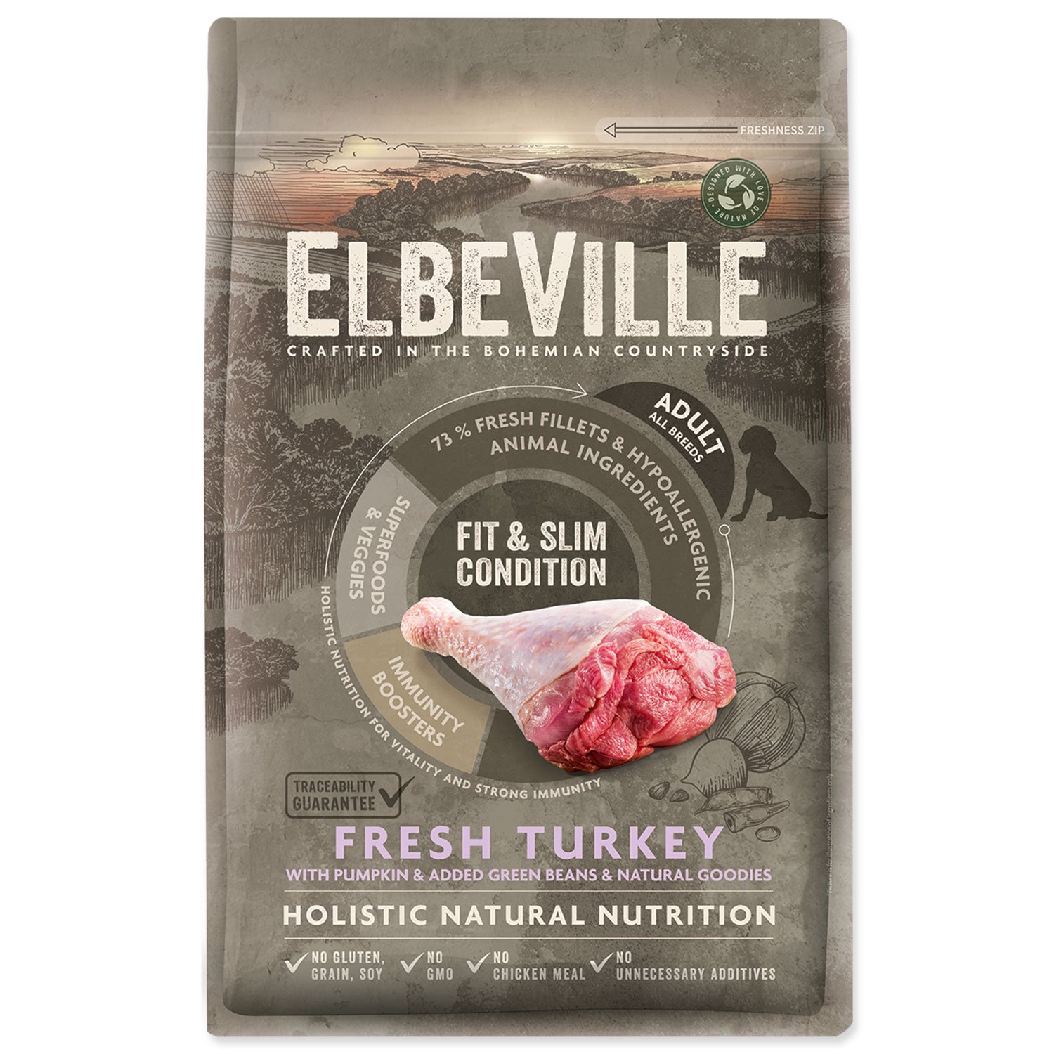 Krmivo ELBEVILLE Adult All Breeds Fit and Slim Condition Fresh Turkey 4kg