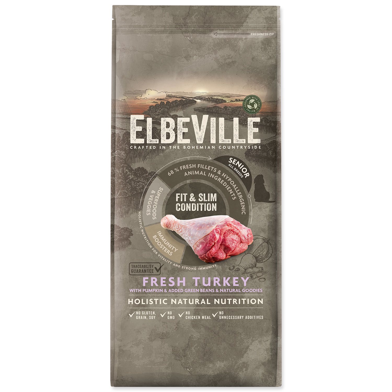 Krmivo ELBEVILLE Senior All Breeds Fit and Slim Condition Fresh Turkey 11,4kg