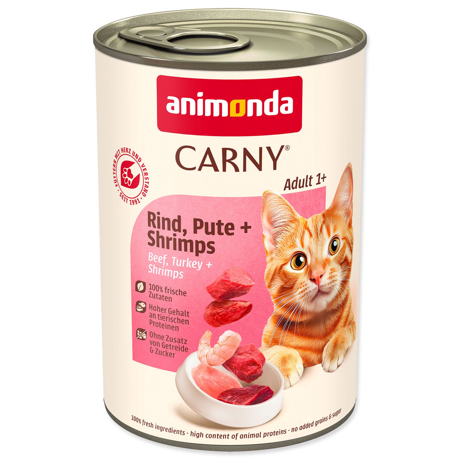 Konzerva Animonda Carny Adult hovězí, krůta a krevety 400g