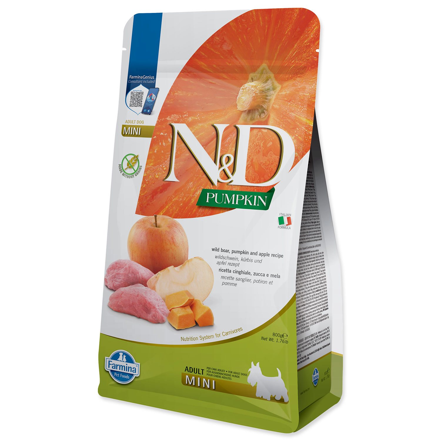 Krmivo N&D Dog Adult Mini Grain Free Pumpkin Wild Boar & Apple 0,8kg