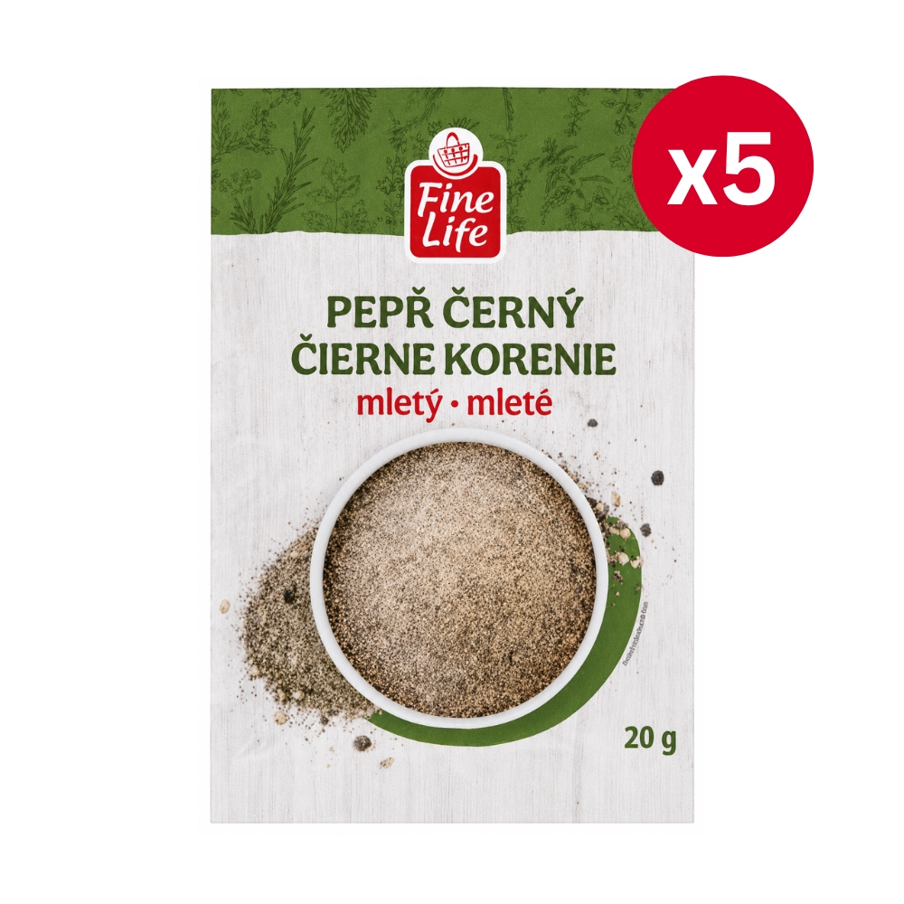 Fine Life mletý černý pepř 5 × 20 g