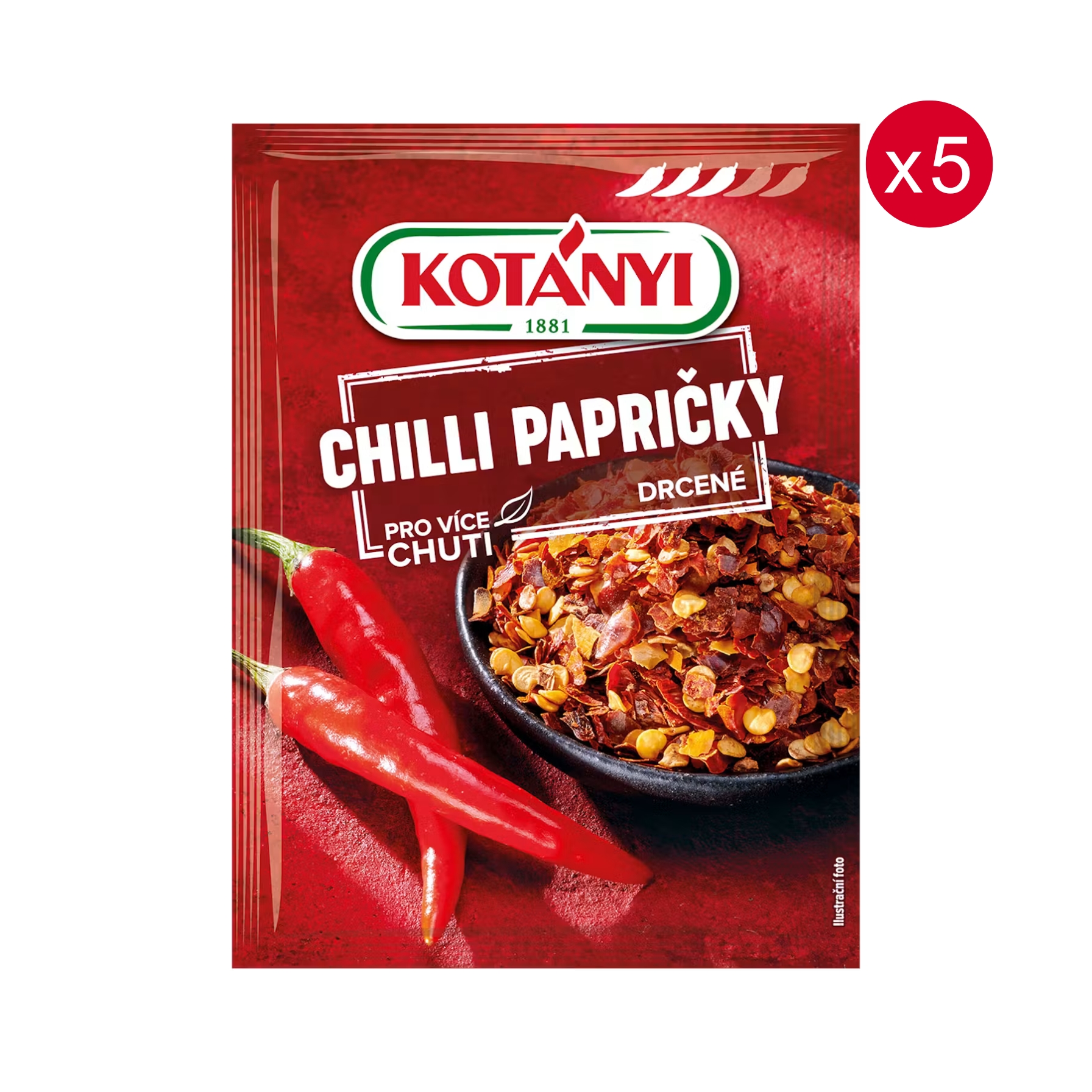 Kotányi drcené chilli papričky 5 × 8 g