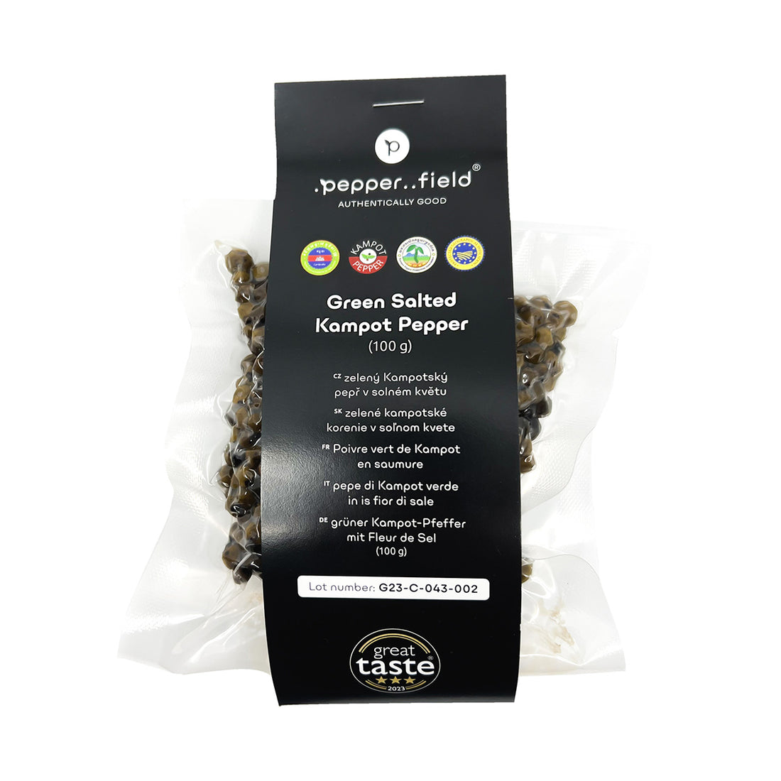 Pepper Field zelený kampotský pepř v solném květu 100 g