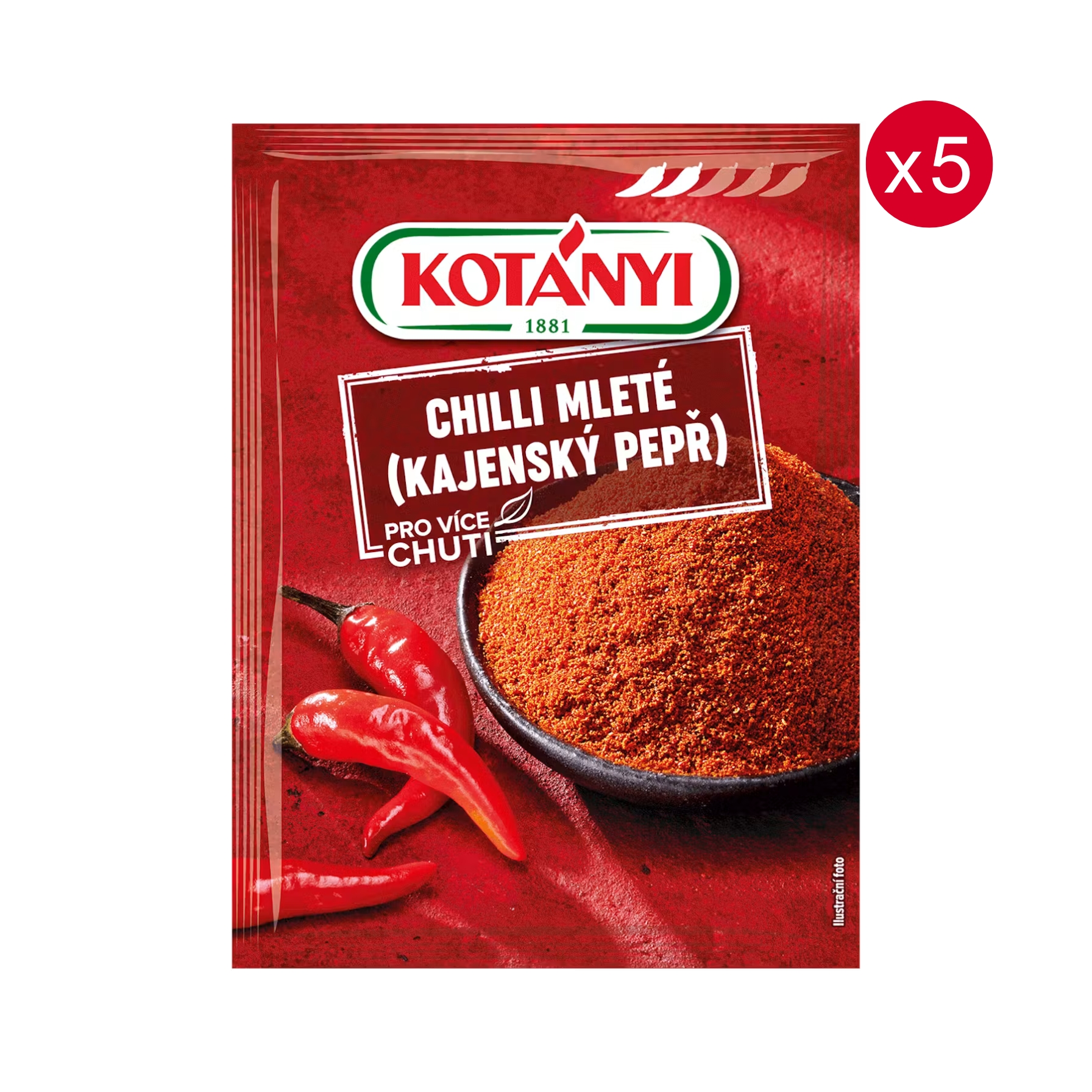 Kotányi chilli mleté – kajenský pepř 5 × 25 g