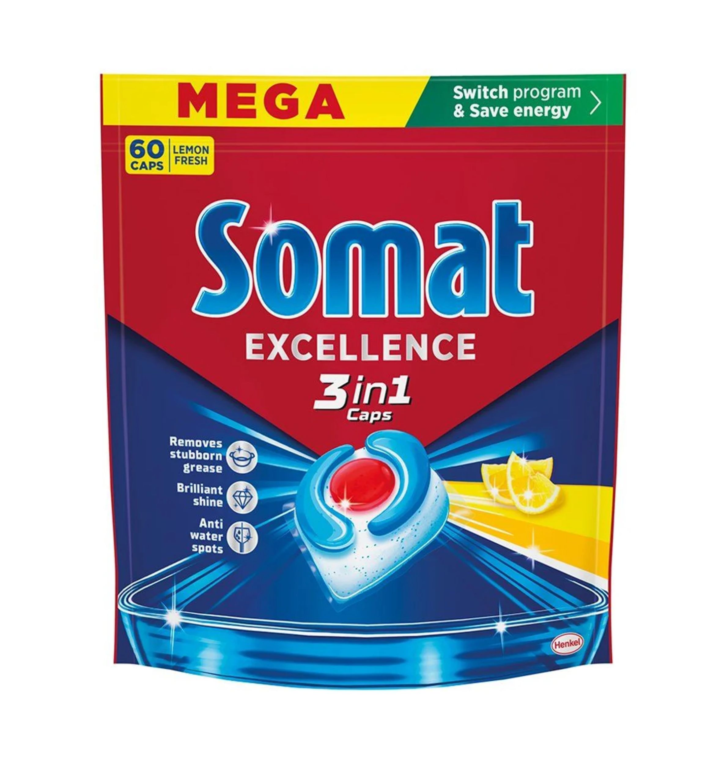 Somat Excellence 3v1 Lemon kapsle do myčky 60 ks